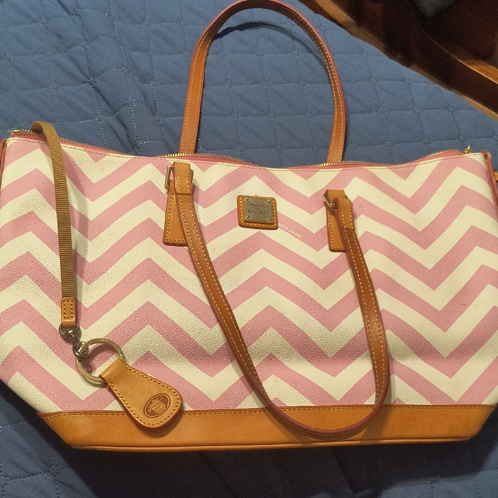 Chevron Pink and Tan Tote Bag